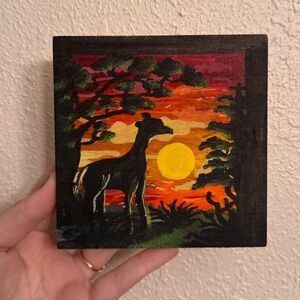 “Breathe deeply” original art acrylic painting on wood 5x5”